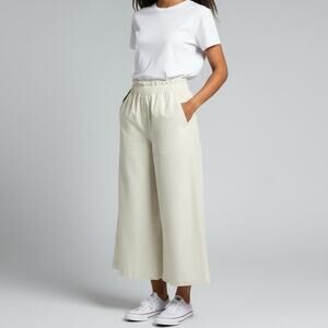 Lululemon Stretch Woven Ruffle-Waist Wide-Leg Crop Pants NWT Women's Sz XS Ivory